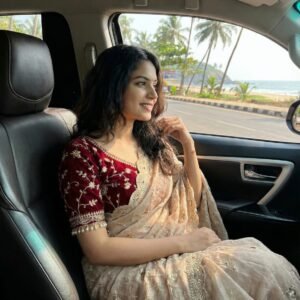 Sofiya Soft Fendy Satin Saree Taupe Brown  With Embroidery Sequence Stitched Blouse
