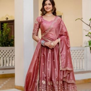 Premium Gold Crush Rose Pink Lehenga Choli Set – Royal Wedding Collection