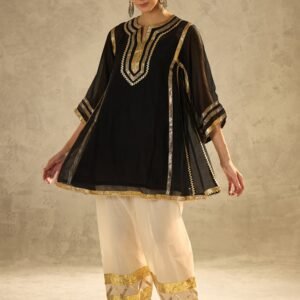 VIBRANT BLACK CHINNON CO-ORD SET WITH GOTA PATTI