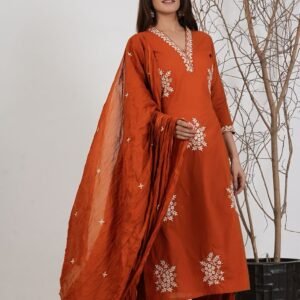 Roman Fabric beautiful Rust Orange suit set Mc-1043