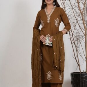 Roman Fabric beautiful Mehandi suit set Mc-1043