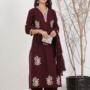 Roman Fabric beautiful Maroon suit set Mc-1043