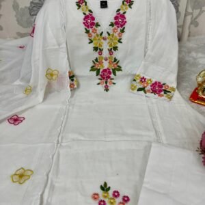Mayuri 3-Piece White Salwar Suit Set