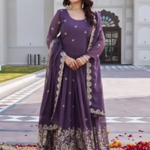 New Festival Long Purple Gown &Duptta