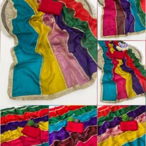 Premium Fendy Space Silk Multi Colour Saree With Gota Patti Touch (Default)