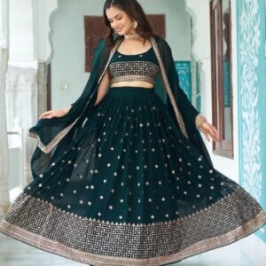Georgette Heavy Embroidery With Multi Thread Sequins Lehanga