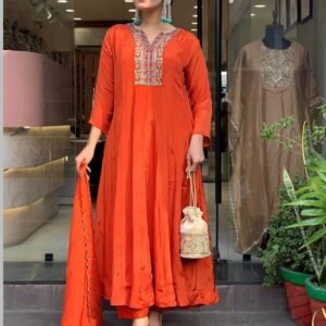 New Premium Designers Rust Orange kurta Pent Set