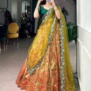 Premium Jacquard Silk Lemon Yellow Lehenga Choli Set – Festive & Wedding Collection
