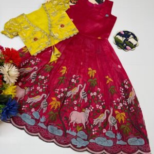 Trending Pink Gown With Coat For Kids(default Coat)