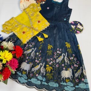 Trending Royal Blue Gown With Coat For Kids(default Coat)