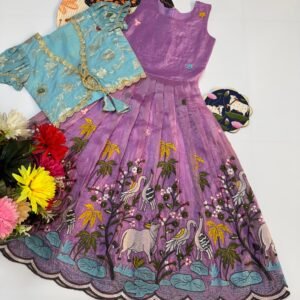 Trending Purple  Gown With Coat For Kids(default Coat) (Copy)