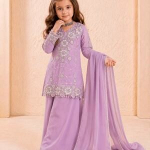 Designer Party Wear Look Levender Top Palazzo & Dupatta Set