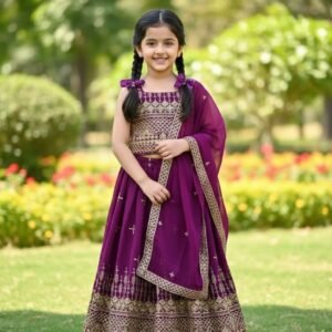 Trending Sequence Purple Embroidery With Sequins  Lahenga -Blouse with Dupatta