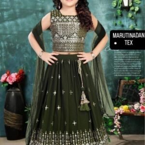 Trending Sequence Green Embroidery With Sequins  Lahenga -Blouse with Dupatta