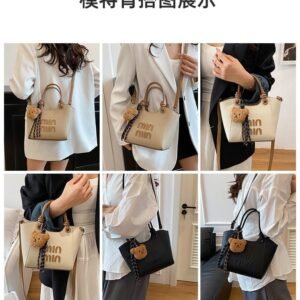 Imported "MIN MIN" Premium Handbag with Long Shoulder Strap & Teddy Keychain