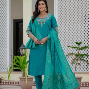 Premium Roman Silk Embroidery with Sequins Work Firoz 3pcs Suit