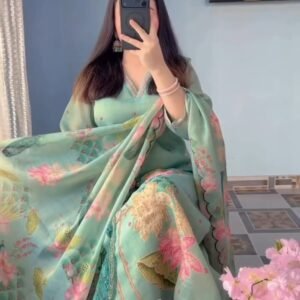 Premium 3-piece suit features exquisite peacock artwork With Lining Cotton
