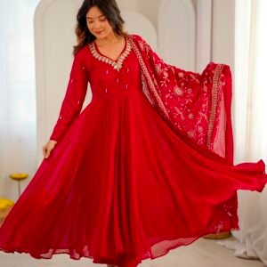 Elegant Embroidered Sequins With Khatli Work with Real Mirror Designer Anarkali Set