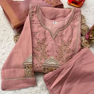 Romal Silk Exquisite Temple Embroidered Kurti Set (multi Colours)
