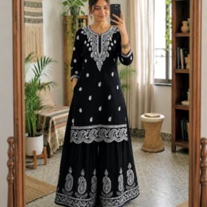 Premium Lakhnavi Work Farsi Black Co-ord Set