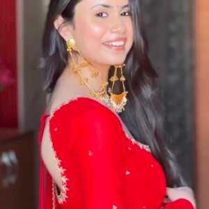 Georgette Embroidery Sequins Red Gown Set