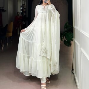 Premium Marble Flared Ivory Anarkali Suit