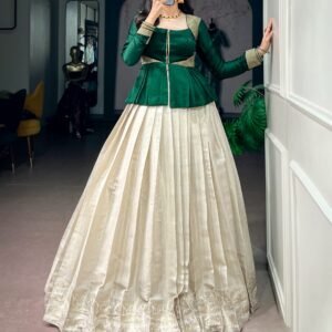 Setmundu Kanchipuram Lehanga With Satin Silk Top