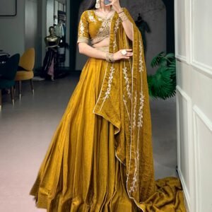 Rangoli Crush Embroidery Mustard Gold Lehanga Choli