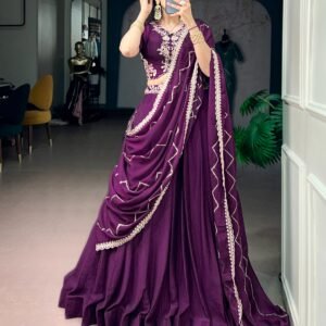 Rangoli Crush Embroidery Deep Purple Lehanga Choli