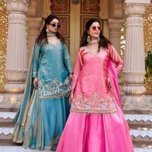 Beads Sequins Heavy Embroidered Kurti Lehanga