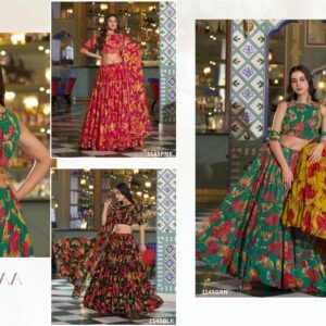 Floral Printed Marble Embroidered Lehanga Choli