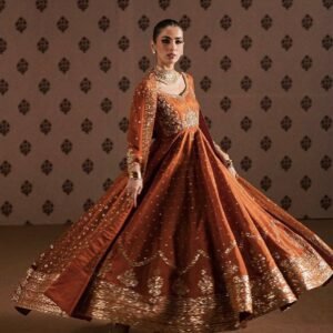 Designer Rangoli Silk Anarkali Gown Set With Zari Embroidery
