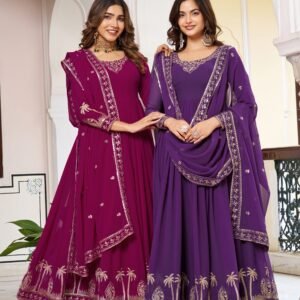 Georgette Sequins With Thread Work Gown Set (Available in 2 colour)