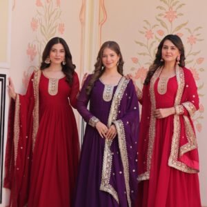 Blooming Georgette Zari Sequins Embroidery Anarkali Gown (Available in 3 Colours)
