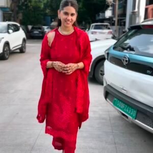 Georgette Embroidered Work Maroon Kurti Palazzo Set