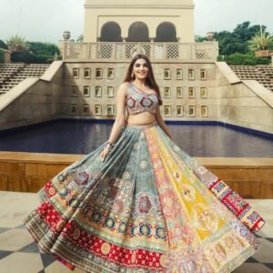 Premium Muslin Cotton Lehanga Choli With Real Mirror Work