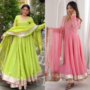 Tabby Organza Silk Real Mirror Work With Gottapatti Anarkali Gown-AVAILABLE 2 COLOURS