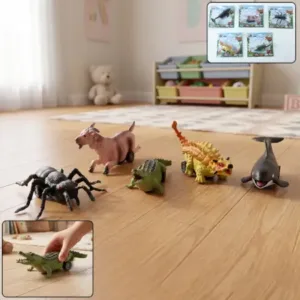 Kids Animal Pull Back Toy Set | Friction Powered Mini Animal Vehicles for Fun & Learning (Pack of 5) ( default, OS )