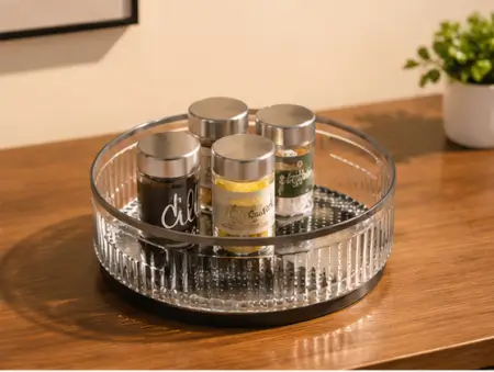 Z1gc6weo29vk3gdiprieTp20ixfYVN4aoooGo26C.webp 360° Rotating Kitchen Organizer Tray – Multipurpose Plastic Lazy Susan Turntable for Kitchen, Pantry, Cosmetics & Bathroom Storage ( default, OS )