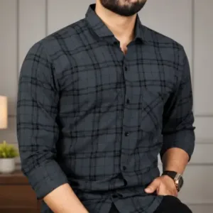 Men's Checked Polycotton Casual Shirt – Full Sleeve Regular Fit Stylish Shirt for Daily & Party Wear ( default, XXL )