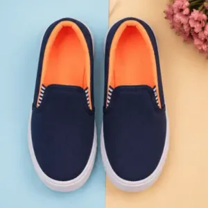 Kids Canvas Casual Slip-On Sneakers Blue Lightweight Breathable Walking Shoes ( blue, 6-7 Years )