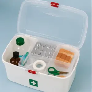 Multipurpose Medicine Storage Box with Handle | Plastic First Aid Kit Organizer with 2 Compartments (White) ( default, OS )