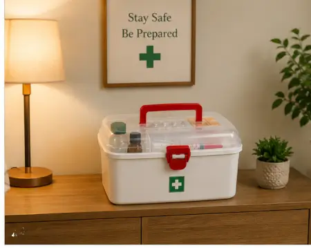 dEoW6oLX7LkZwRDRtaKAlkUolrpD3Cb8TKgGhg9d.webp Multipurpose Medicine Storage Box with Handle | Plastic First Aid Kit Organizer with 2 Compartments (White) ( default, OS )