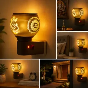 Glass Electric Kapoor Dani with Ganesh Ji & Om Design – Multipurpose Camphor Diffuser & Incense Burner for Home & Puja ( default, OS )
