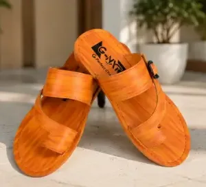 Men's Printed Flip Flops & Buckle Slippers – Lightweight Comfortable Rubber Sole Casual Sandals ( Rust, IND-5 )