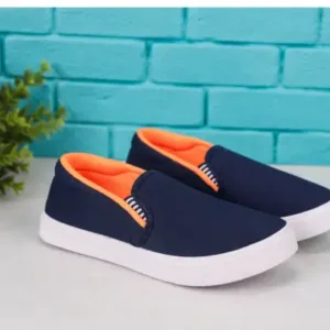 Kids Canvas Casual Slip-On Sneakers Blue Lightweight Breathable Walking Shoes ( blue, 4-5 Years )