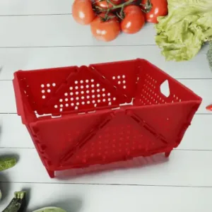 Foldable Plastic Storage Basket – Collapsible Multipurpose Organizer Crate for Kitchen, Fruits, Vegetables & Home Storage ( multicolor, OS )