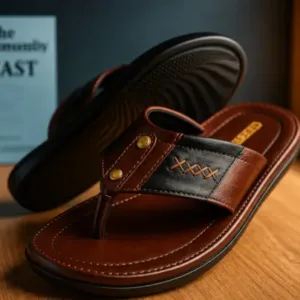 Goodreed Men's Brown Leather Flip Flops – Premium EVA Sole Casual Thong Slippers for Daily Wear ( brown, IND-10 )