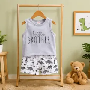 Kids Cotton Clothing Set – Printed Sleeveless Top & Shorts (0-5 Years) ( default, 4-5 Years )