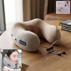 U-Shaped Electric Neck Massage Pillow – USB Rechargeable Cordless Neck Massager with Vibration & Adjustable Support for Travel, Home & Office ( default, OS )